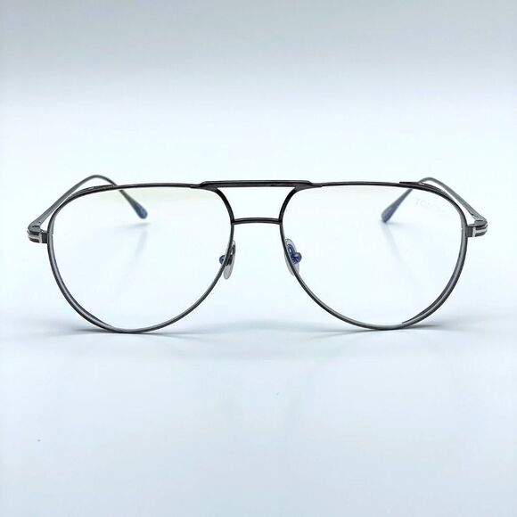 NEW Tom Ford TF5658 008 Shiny Gunmetal Aviator Unisex Eyeglasses - Picture 7 of 13